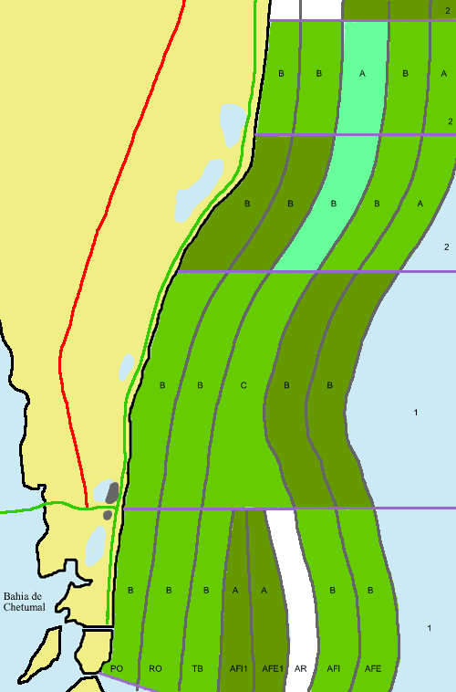 Xcalak National reef park zone map