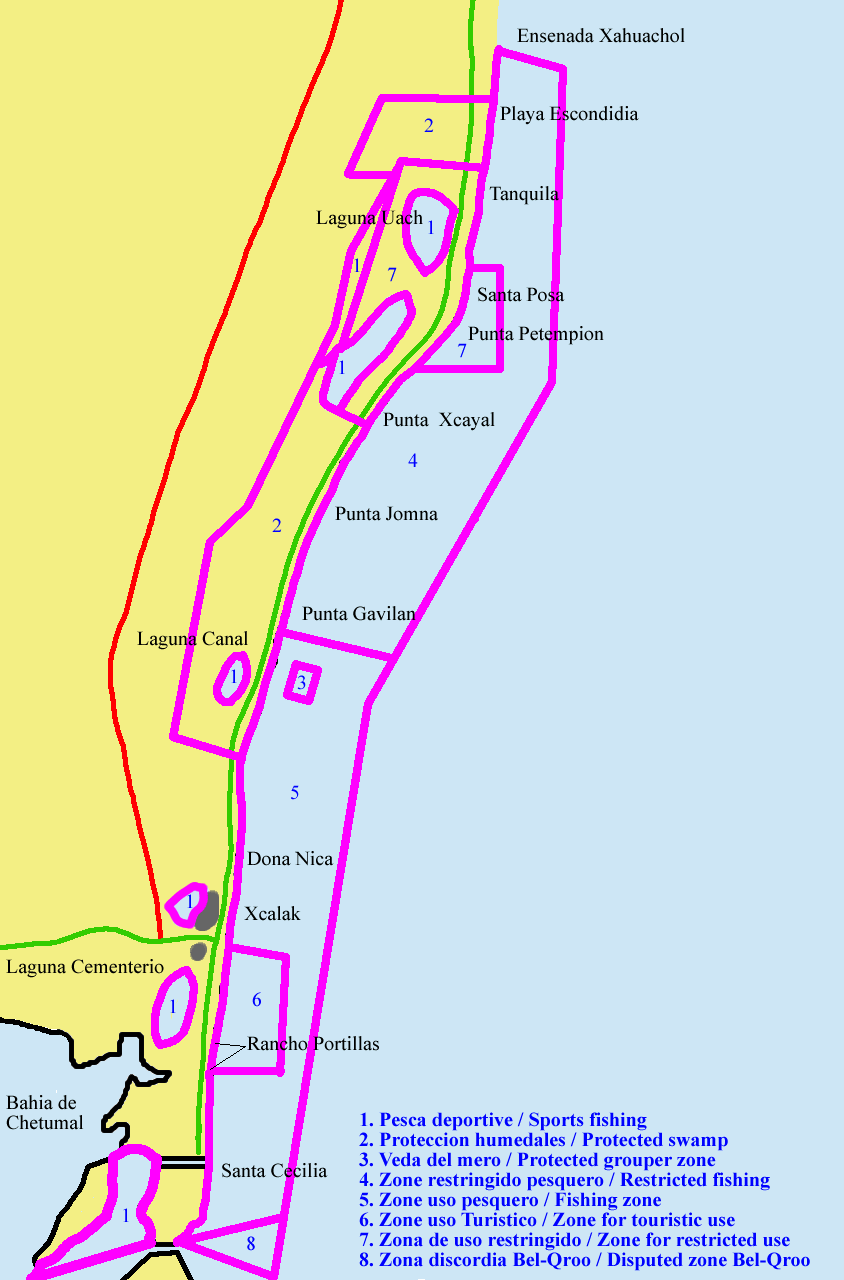 Xcalak National Reef Park zone map